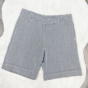 Larry Levine Seersucker Stripe Bermuda Shorts Black White 8